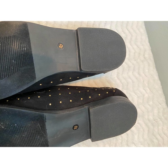 Black and Gold Studded Loafers - Picture 3 of 3